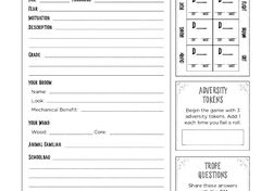 Kids on brooms character sheet